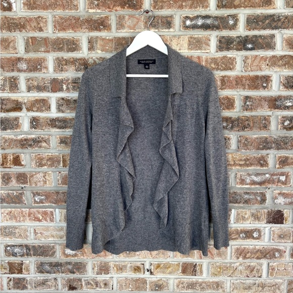 Banana Republic Gray Wool Cashmere Blend Ruffle Open Cardigan Sweater Size Small - Picture 1 of 5